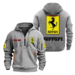 Hoodie Half Zipper Exclusive Logo Gift For Supercar Enthusiasts CAR200 - Gray