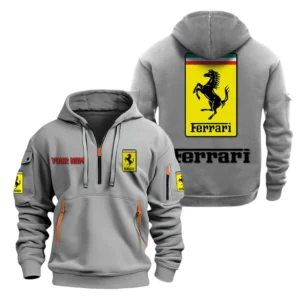 Hoodie Half Zipper Exclusive Logo Gift For Supercar Enthusiasts CAR200 - Gray