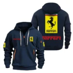Exclusive Logo Hoodie Half Zipper For Premium Sports Car Enthusiasts, Gift For Premium Sports Car Fans CAR200 - Navy