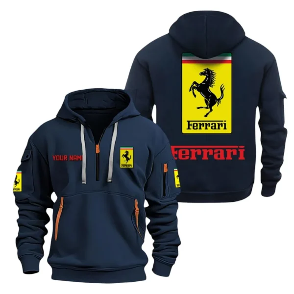Exclusive Logo Hoodie Half Zipper For Premium Sports Car Enthusiasts, Gift For Premium Sports Car Fans CAR200 - Navy