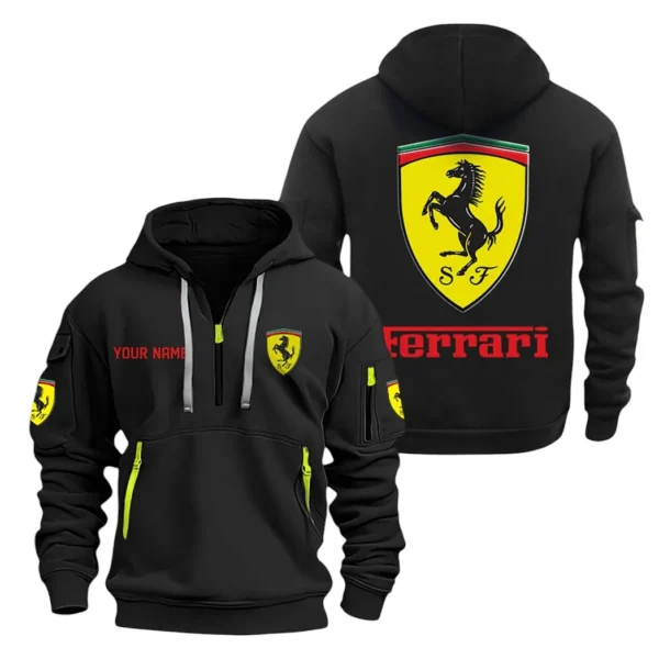 Sports Auto Hoodie Half Zipper, Exclusive Logo Hoodie For Sports Auto Enthusiasts CAR200 - Black