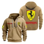 Hoodie Half Zipper Exclusive Logo Gift For Sports Auto Enthusiasts CAR200 - Khaki