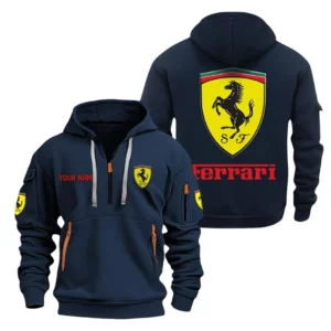 Hoodie Half Zipper Exclusive Logo Gift For Supercar Enthusiasts CAR200 - Navy