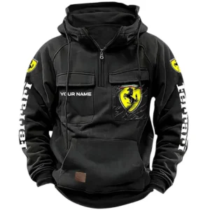 Racing-Inspired Coupe Tactical Quarter Zip Hoodie, Exclusive Logo Hoodie For Car Enthusiasts CAR164 - Black