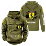 Exotic Sports Car Tactical Quarter Zip Hoodie, Exclusive Logo Hoodie For Car Enthusiasts CAR122 - Army Green