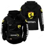 Italian Supercar Tactical Quarter Zip Hoodie, Exclusive Logo Hoodie For Car Enthusiasts CAR122 - Black