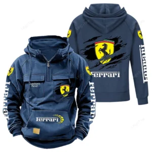 High-Performance Coupe Tactical Quarter Zip Hoodie, Exclusive Logo Hoodie For Car Enthusiasts CAR122 - Dark Blue
