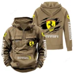 Luxury Speedster Tactical Quarter Zip Hoodie, Exclusive Logo Hoodie For Car Enthusiasts CAR122 - Khaki