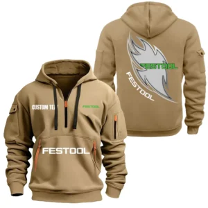 Power Tools Hoodie Half Zipper, All Over Print Hoodie Gift For Power Tools Enthusiasts CAR170 - Khaki
