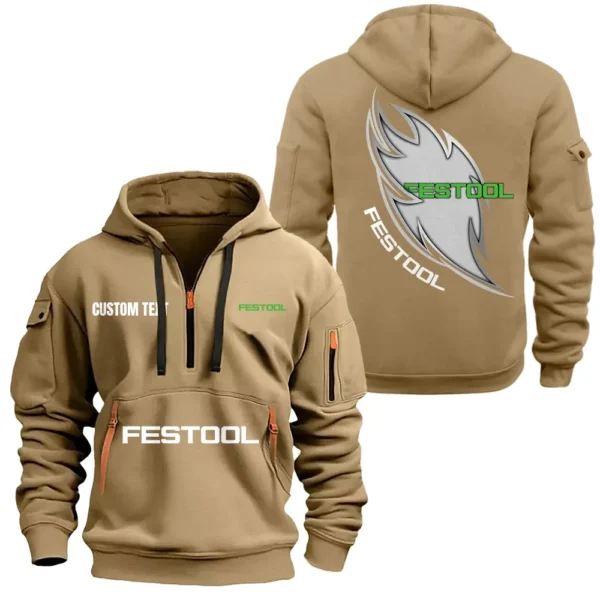 Power Tools Hoodie Half Zipper, All Over Print Hoodie Gift For Power Tools Enthusiasts CAR170 - Khaki