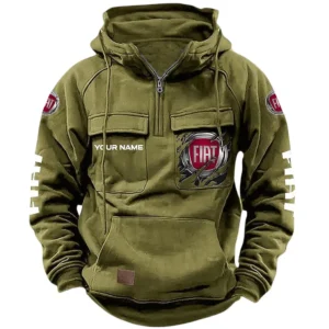 Italian Compact Car Tactical Quarter Zip Hoodie, Exclusive Logo Hoodie For Car Enthusiasts CAR164 - Army Green