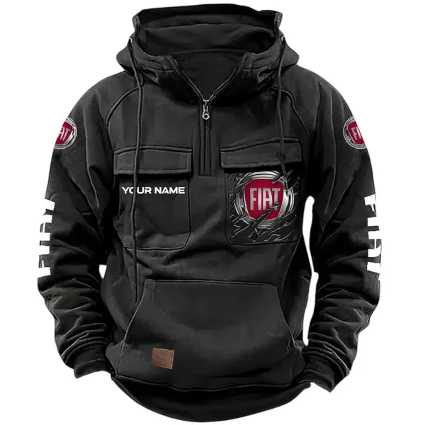 City Hatchback Tactical Quarter Zip Hoodie, Exclusive Logo Hoodie For Car Enthusiasts CAR164 - Black