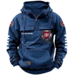 Urban Commuter Vehicle Tactical Quarter Zip Hoodie, Exclusive Logo Hoodie For Car Enthusiasts CAR164 - Dark Blue