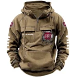 Small Sedan Tactical Quarter Zip Hoodie, Exclusive Logo Hoodie For Car Enthusiasts CAR164 - Khaki