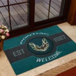 Performance Two-Door Doormat, Durable Auto-Inspired Rug for Garage or Home Entry CAR169 - Cyan