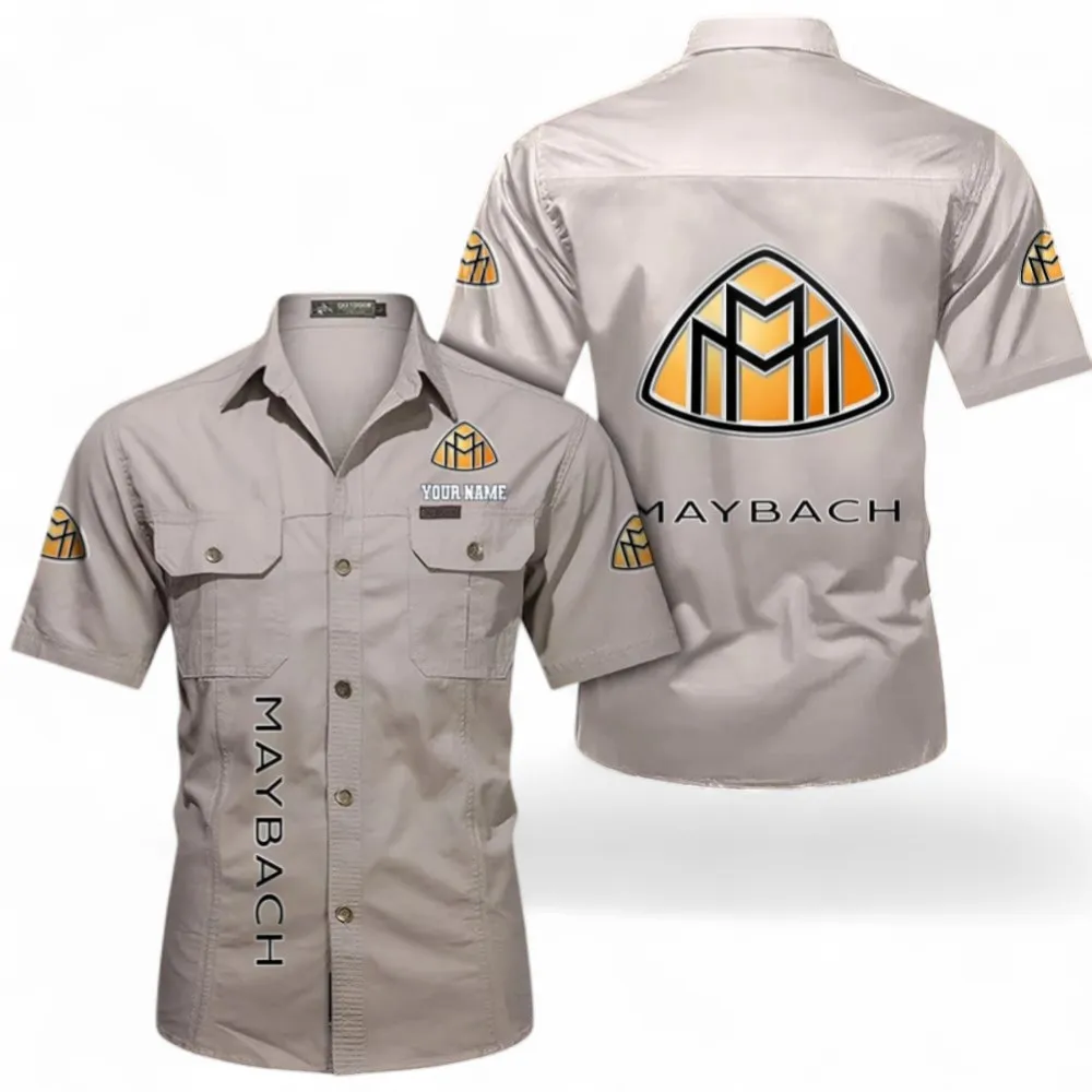 Flagship Sedan Classic Short Sleeve Shirt, Custom Name CAR392 - Beige