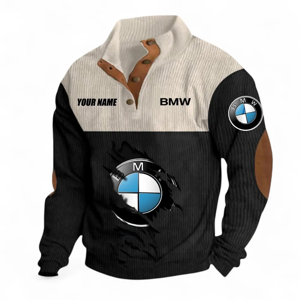 Flagship Sedan Men's Stand Up Collar Base Shirt, Exclusive Logo Hoodie For Car Lovers CAR402 - Black