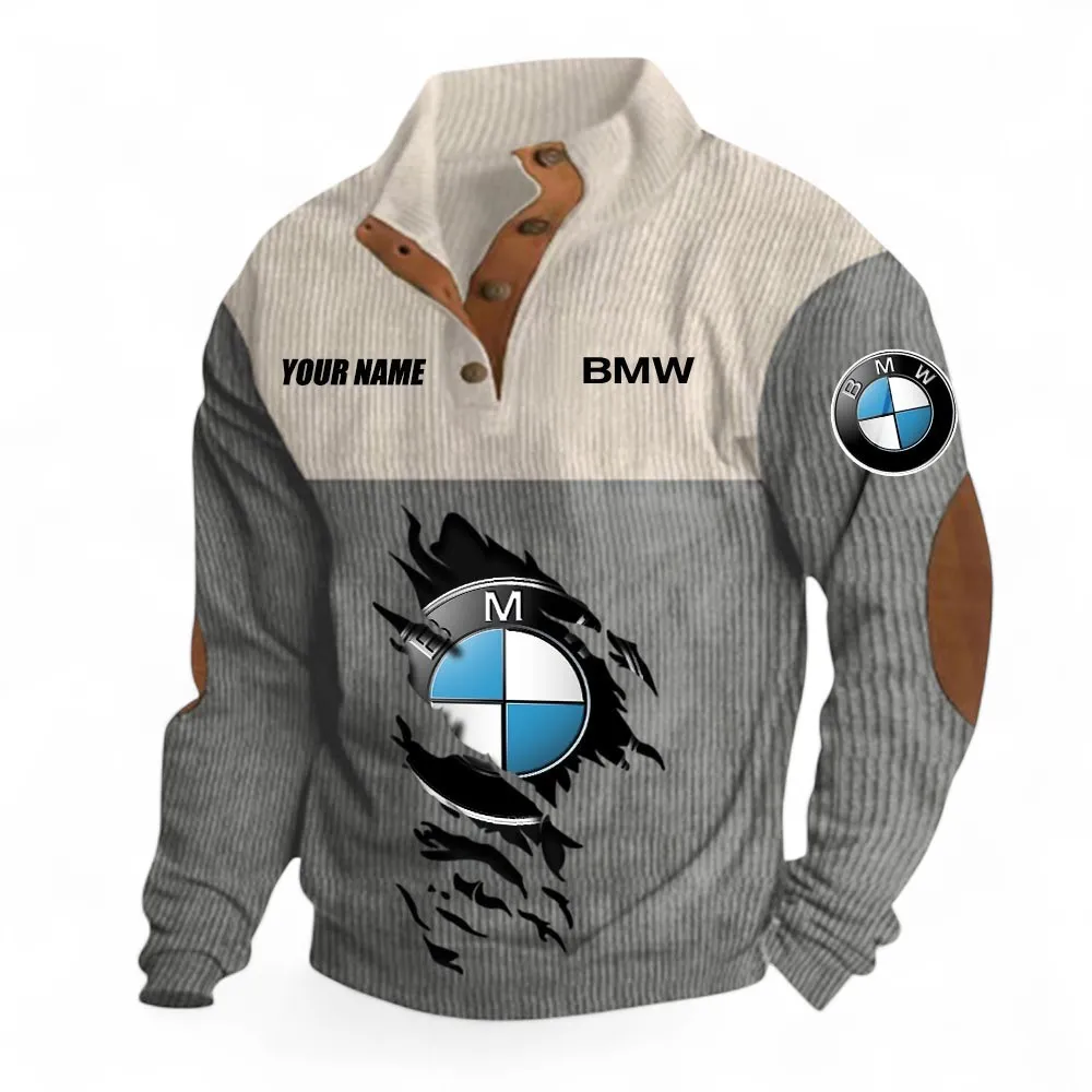 Flagship Sedan Men's Stand Up Collar Base Shirt, Exclusive Logo Hoodie For Car Lovers CAR402 - Gray