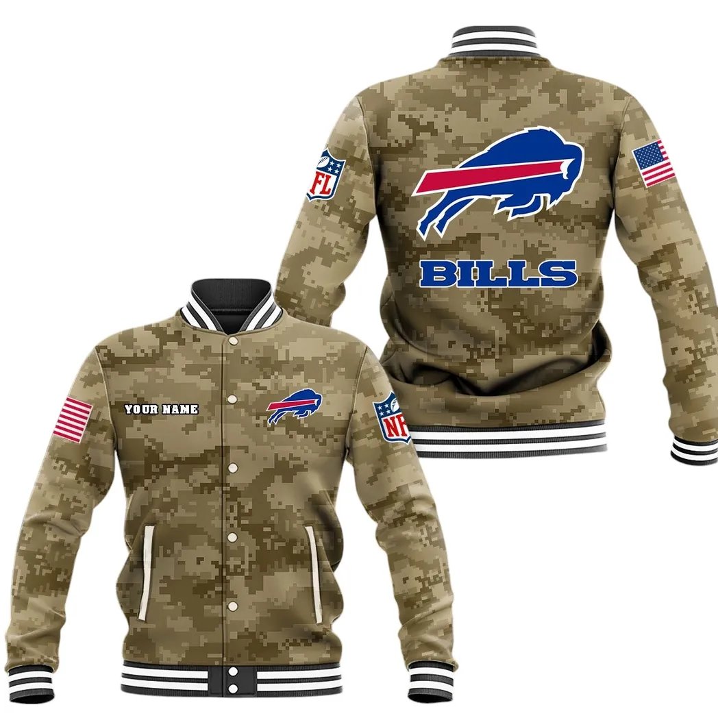 Football Blue Crew Baseball Jacket, Premium Sport Fan Outerwear DNFL128 - Brown