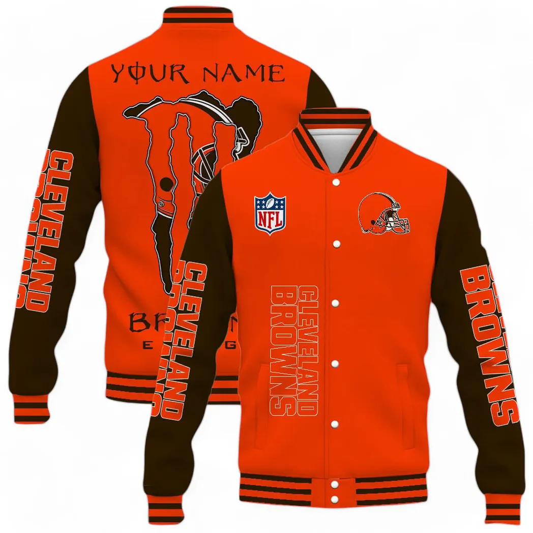 Football Brown Crew Baseball Jacket, Warm Game-Day Jacket NFL161
