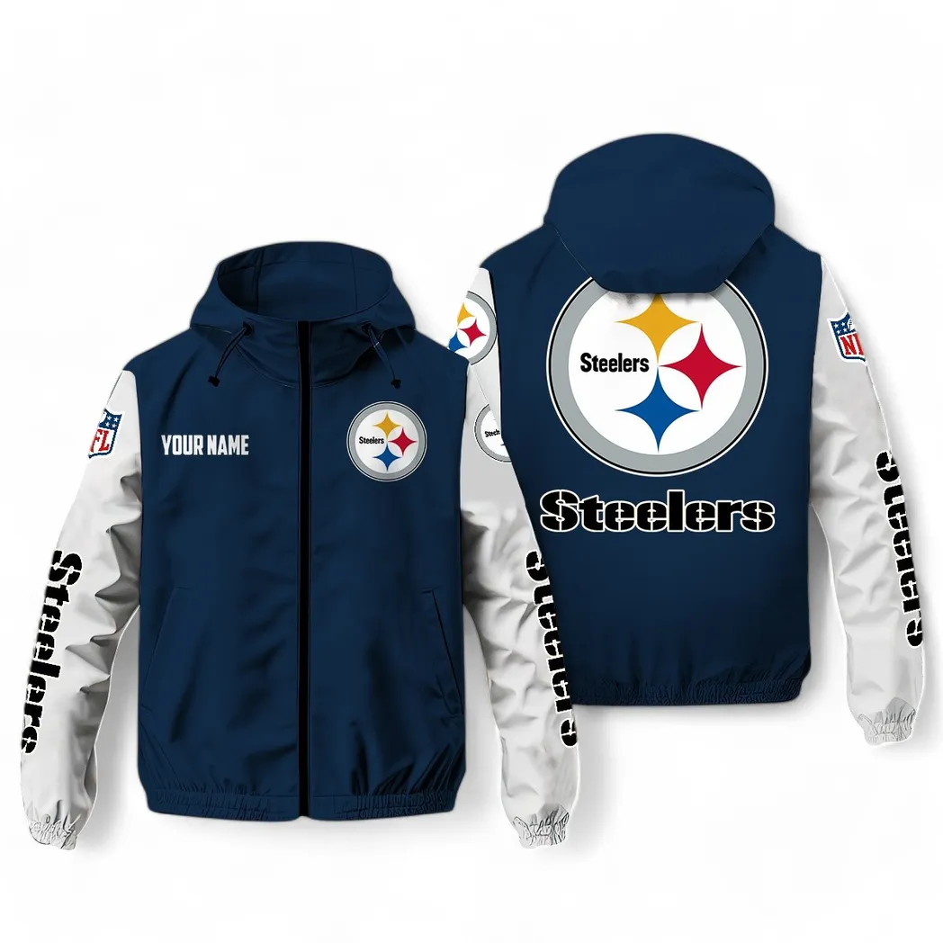 Football Steel Crew Windbreaker Jacket, Outdoor Sports Windbreaker NFL291 - Navy