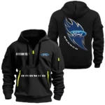 Pony Car Hoodie Half Zipper, All Over Print Hoodie Gift For Pony Car Enthusiasts CAR170 - Black