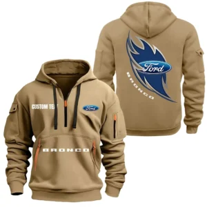 Hoodie Half Zipper Exclusive Logo Gift For High-Performance Vehicle Enthusiasts CAR170 - Khaki