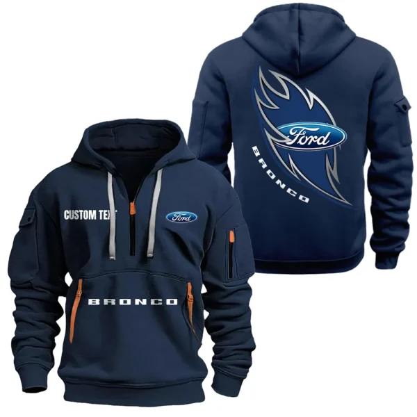 Hoodie Half Zipper Exclusive Logo Gift For High-Performance Vehicle Enthusiasts CAR170 - Navy