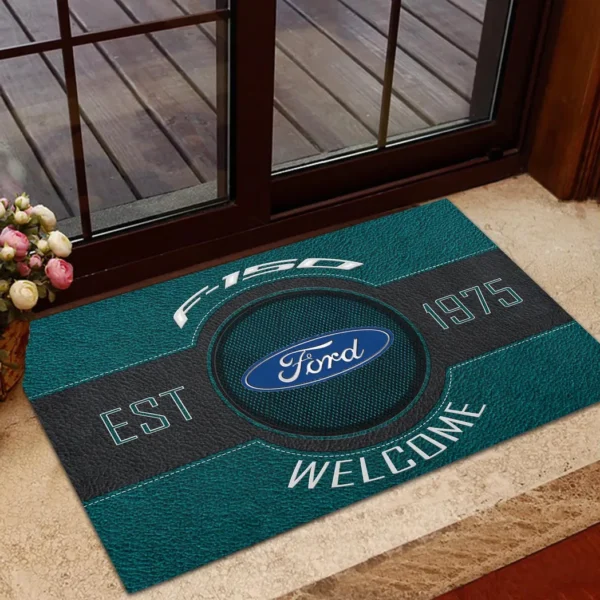 Family Sedan Doormat, Automotive Logo Style Floor Mat CAR169 - Cyan