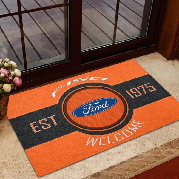 American Car Doormat, Durable Auto-Inspired Rug for Garage or Home Entry CAR169 - Orange