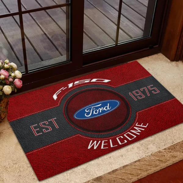 Performance Vehicle Doormat, Durable Auto-Inspired Rug for Garage or Home Entry CAR169 - Red