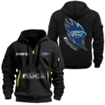 Hoodie Half Zipper Exclusive Logo Gift For Pony Car Enthusiasts CAR170 - Black