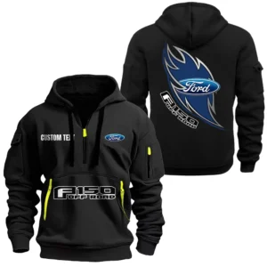 Hoodie Half Zipper Exclusive Logo Gift For Pony Car Enthusiasts CAR170 - Black