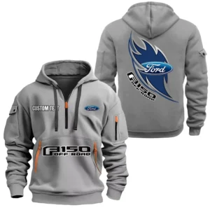 Hoodie Half Zipper Exclusive Logo Gift For Classic American Car Enthusiasts CAR170 - Gray