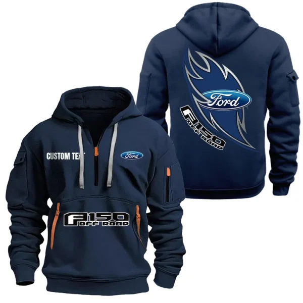 Pony Car Hoodie Half Zipper, All Over Print Hoodie Gift For Pony Car Enthusiasts CAR170 - Navy