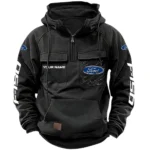 American Truck Tactical Quarter Zip Hoodie, Exclusive Logo Hoodie For Car Enthusiasts CAR164 - Black
