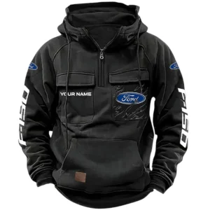 American Truck Tactical Quarter Zip Hoodie, Exclusive Logo Hoodie For Car Enthusiasts CAR164 - Black