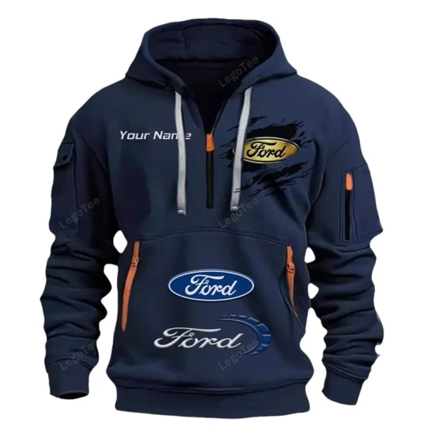 Hoodie Half Zipper Exclusive Logo Gift For Touring Coupe Enthusiasts CAR113 - Navy