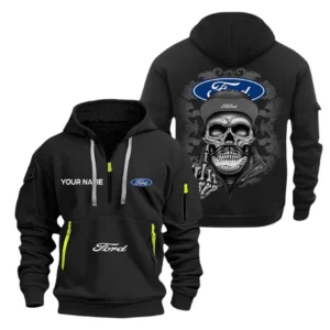 Hoodie Half Zipper Exclusive Logo Gift For Vintage Ride Truck Enthusiasts CAR166 - Black
