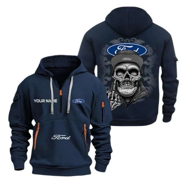 Hoodie Half Zipper Exclusive Logo Gift For High-Performance Vehicle Enthusiasts CAR166 - Navy