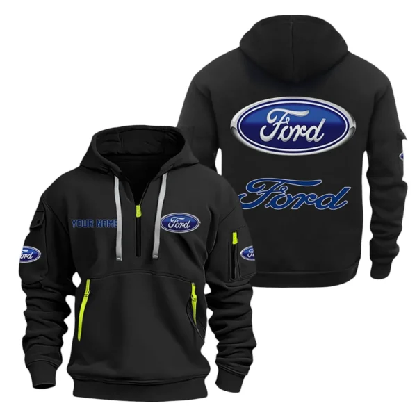 Classic American Car Hoodie Half Zipper, All Over Print Hoodie Gift For Classic American Car Enthusiasts CAR200 - Black