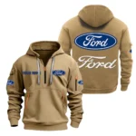 Pickup Legend Hoodie Half Zipper, All Over Print Hoodie Gift For Pickup Legend Enthusiasts CAR200 - Khaki