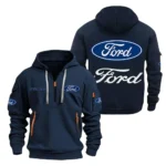 Hoodie Half Zipper Exclusive Logo Gift For High-Performance Vehicle Enthusiasts CAR200 - Navy