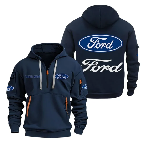 Hoodie Half Zipper Exclusive Logo Gift For High-Performance Vehicle Enthusiasts CAR200 - Navy