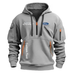 Hoodie Half Zipper Exclusive Logo Gift For Vintage Ride Truck Enthusiasts CAR112 - Gray