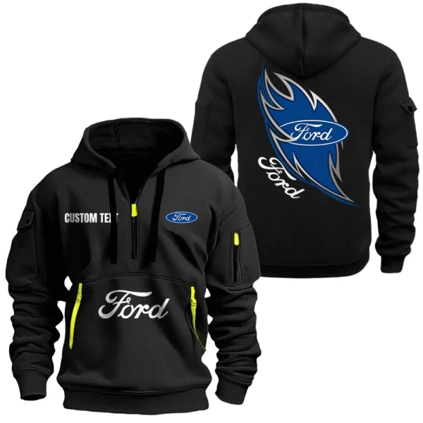 Hoodie Half Zipper Exclusive Logo Gift For High-Performance Vehicle Enthusiasts CAR170 - Black