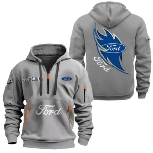 Hoodie Half Zipper Exclusive Logo Gift For Vintage Ride Truck Enthusiasts CAR170 - Gray