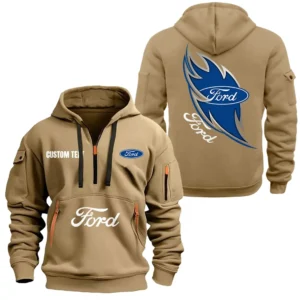 Hoodie Half Zipper Exclusive Logo Gift For Vintage Ride Truck Enthusiasts CAR170 - Khaki