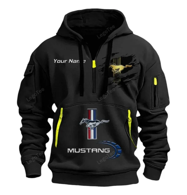 Hoodie Half Zipper Exclusive Logo Gift For Auto Retro Ride Enthusiasts CAR113 - Black