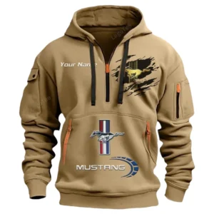 Hoodie Half Zipper Exclusive Logo Gift For Fastback Coupe Enthusiasts CAR113 - Khaki